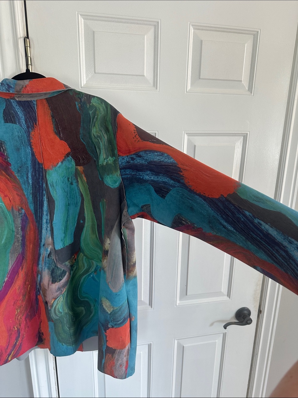 Colorwash Abstract Blazer Jacket - Claire Desjardins- Teal, Green & Coral - Picture 16 of 16